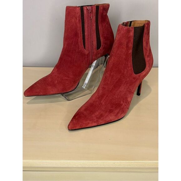 Jeffrey Campbell Women's Nixie Suede Pointed Toe Bootie Red Orange Size 7.5 NWT - Picture 4 of 10